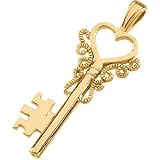 14K Yellow Gold Key Heart Pendant