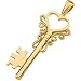 14K White Gold Key Heart Pendant