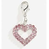 Sweetheart Jeweled Rhinestone Pink Heart Pet Collar Charm