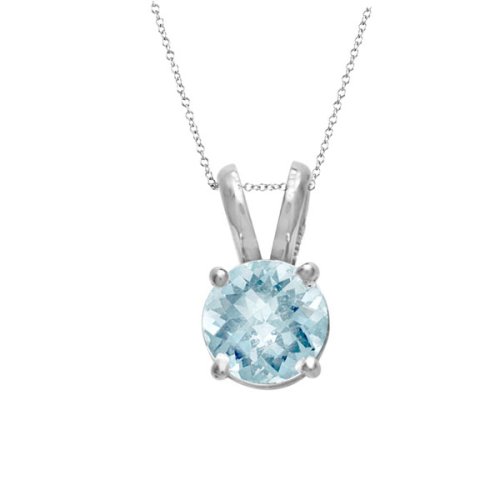 14k White or Yellow Gold 5mm Round Aquamarine Pendant