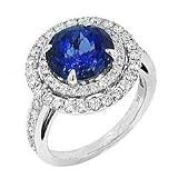 6.14 ct. tw. 18k White Gold Round Cut Genuine Fine Quality Deep Rich Color Tanzanite and Fancy Cut Diamond Ring with 5 Year Warranty and Manufacturers Appraisal