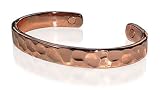 Magnetic Copper Cuff Bracelet with Hammered Finish 7.5 inches Long