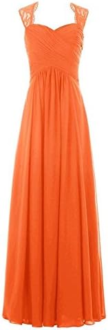 MingHao Long Pleated Chiffon Prom Evening Party Gowns Formal Bridesmaid Dress 6 Orange