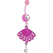 Bioplast Black Regal Jeweled Fan Dangle Belly Ring