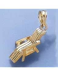 14k Gold Nautical Necklace Charm Pendant, 3d Lounge Beach Chair Charm