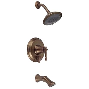 Danze D500045RBDT South Sea Single Handle Tub and Shower Faucet Trim Kit with 6-Inch Showerhead, Distressed Bronze