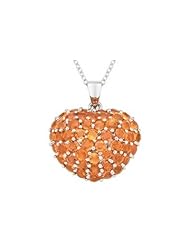 6 1/8 Carat Orange Sapphire Sterling Silver Pendant w/ Chain