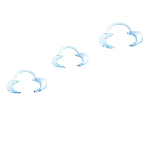 Haobase Dental Cheek Retractor Mouth Opener for Teeth Whitening Clear Blue C-shape (Size S,M,L Pack of 3)