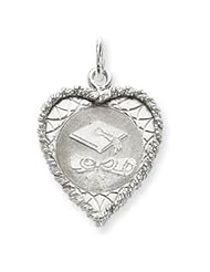Sterling Silver Graduation Cap & Diploma Disc Charm QC2426"