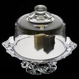 Arthur Court Fleur De Lis Footed Plate with Glass Dome, 8-Inch
