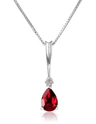DiAura Sterling Silver Gemstone and Diamond Tear Drop Pendant Necklace, 18"