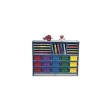 IMAGE OF 20-Tray Cubbie Unit with Letter Slots and Trays Finish: Maple, Trim color: Red