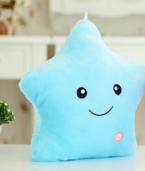 Livmo Colorful LED Flash Lucky Star Luminous Pillow Plush Stuffed Toys Pentagram Colorful Luminous Pillow/ Cushion for Leaning On Plush Toy(40*35cm)