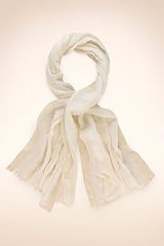 Lightweight Metallic Effect Striped Scarf with Linen