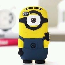 MANDALIBRE® Cute Cartoons 3D Silicone Case Back Cover Skin (Minion One Eye iPhone 5/5s)