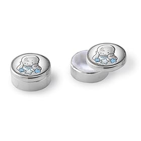  Beautiful SILVER PLATE FIRST TOOTH or CURL KEEPSAKE BOX for BABY BOY. Made in ITALY (BEAR)