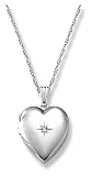 14k White Gold Heart w/ Diamond Accent, 18