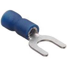 Morris Products 10136 Spade Terminal, Vinyl Insulated, Blue, 16-14 Wire Size, #10 Stud Size (Pack of 100)