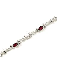 14kt Yellow Gold Oval Garnet and Diamond Bracelet