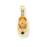 14k 3-Dimensional September/Sapphire Engraveable Baby Shoe Pendant