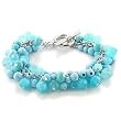 Rhodium Brass Bracelet with Multicolor Synthetic - 7'' long