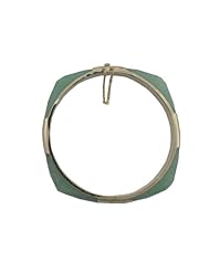Light Green Jade Diamond-Cut Squared Bangle, 14k Gold