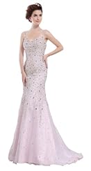 V-neck Beaded Polyester Mermaid Prom Dress 