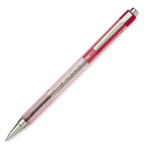 Pilot Better Retractable Ballpoint Pen, Fine Point, Red Tinted Barrel, Red Ink 12-Count (30002)