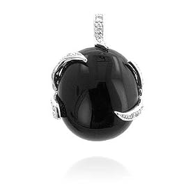 Fashion Pendant - Rhodium - Shiny White CZ/Onyx by Toltec%20Trading%20Company