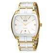 Oniss #ON605-MRG7 Men's Sappir White Ceramic Watch with Stainless Steel Rose Gold Trim