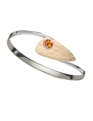 Ed Levin, Copenhagen Swing Bracelet, Orange Topaz, .925 Sterling Silver & 14K Gold, Sizes S - L, Expandable
