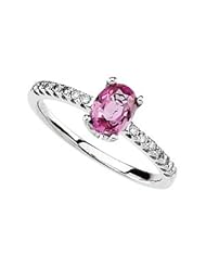 Ann Harrington Jewelry 14k White Gold 7x5 Genuine Pink Sapphire And 1/6 Ct Tw Diamond Ring