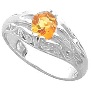 14K White Gold Citrine Ring