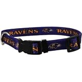 Baltimore Ravens Adjustable Pet Dog Collar (Large)