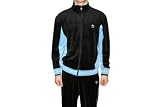 Fila Men's Velour Black W/ Sky Blue Tracksuit / Sweatsuit