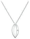 Dew Sterling Silver Pendant Offset Diamond Open Marquise 98055DI003
