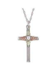 Black Hills Gold by Coleman Sterling Silver Birthstone Cross Necklace