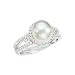 14K White Gold 3/8 ct. Diamond and Akoya Pearl Ring