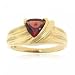 Yellow Gold Scallop Desing Ring W/ Genuine Garnet Gem