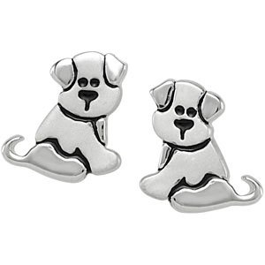 Genuine IceCarats Designer Jewelry Gift Sterling Silver Youth Puppy Earrings W/Friction Post And Packaging. 10.33X9.15 Mm Pair Youth Puppy Earrings W/Friction Post And Packaging In Sterling Silver