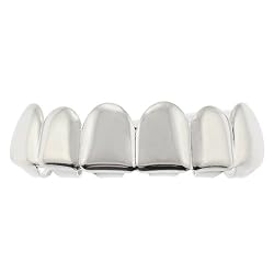 Silver Plated Grillz/Metal Teeth (TOP) - Includes Fitting Piece and Protective Case