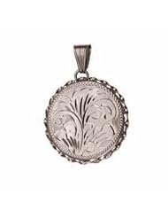 Silver 25mm engraved twisted wire edge flat round Locket