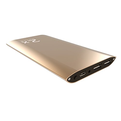DULLA M50000 Portable Power Bank 12000mAh External Battery Charger, Ultra Slim Design with 2 USB Ports for iPhone 6s 6 Plus, iPad, Samsung Galaxy and More(gold)