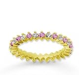 1Ct Pink Sapphire and Diamond 14K Yellow Gold Eternity Band