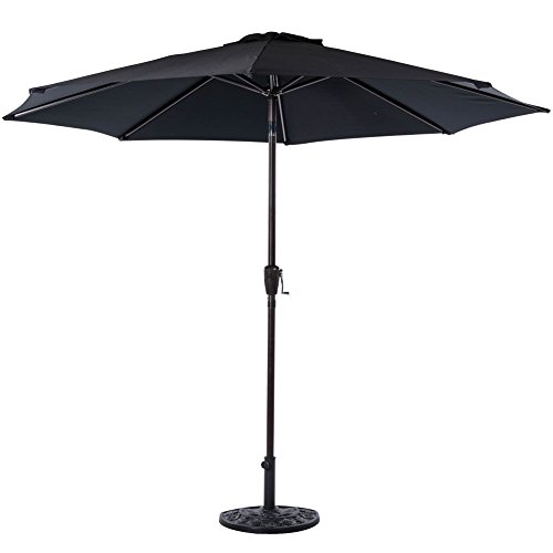 Sundale Outdoor 10 Feet Outdoor Aluminum Patio Umbrella with Auto Tilt and Crank, 8 Alu. Ribs, 100% Polyester (Black)
