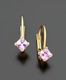 Children's 14k Gold Princess-Cut Pink Cubic Zirconia Stud Earrings