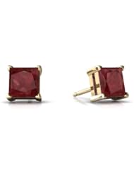 Genuine Ruby 14kt Yellow Gold Stud Earrings