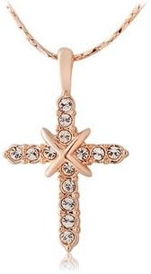 Cb Rigant 18K RGP Cross Shape Pendant Necklace (Gold)