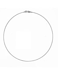 18K White Gold Round Omega 1mm Necklace 18 Inch