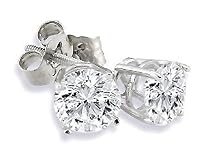 Platinum Round Diamond Stud Earrings 1ct tw. (SI3-I1 I/J)